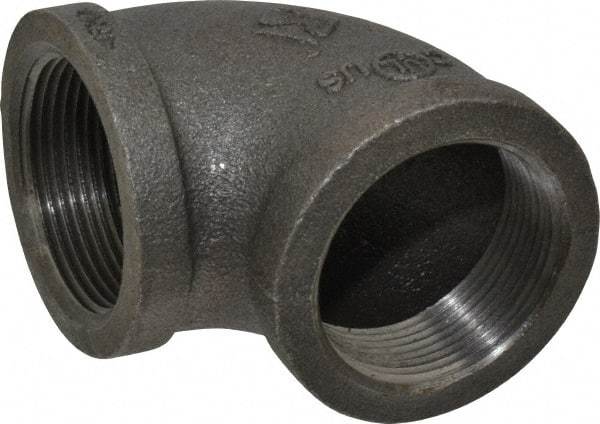 Value Collection - Size 1-1/2", Class 150, Malleable Iron Black Pipe 90° Elbow - 150 psi, Threaded End Connection - Industrial Tool & Supply