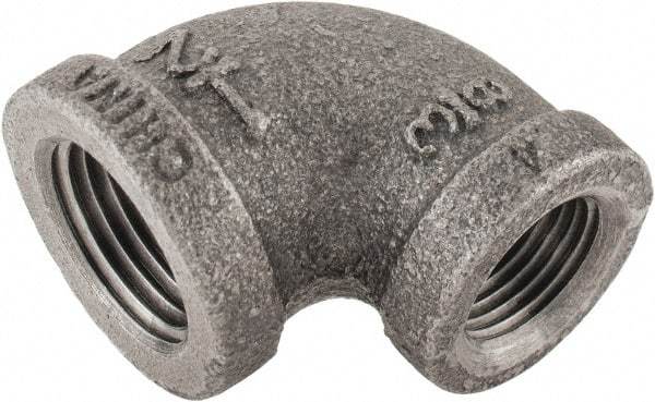 B&K Mueller - Size 1/2 x 3/8", Class 150, Malleable Iron Black Pipe 90° Reducing Elbow - 150 psi, Threaded End Connection - Industrial Tool & Supply