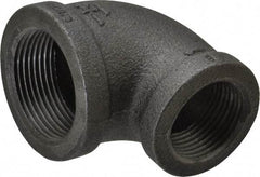 B&K Mueller - Size 1-1/4 x 1", Class 150, Malleable Iron Black Pipe 90° Reducing Elbow - 150 psi, Threaded End Connection - Industrial Tool & Supply