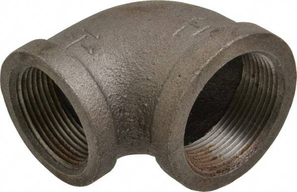 B&K Mueller - Size 1-1/2 x 1-1/4", Class 150, Malleable Iron Black Pipe 90° Reducing Elbow - 150 psi, Threaded End Connection - Industrial Tool & Supply