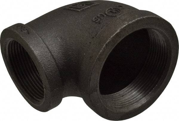 B&K Mueller - Size 2 x 1-1/2", Class 150, Malleable Iron Black Pipe 90° Reducing Elbow - 150 psi, Threaded End Connection - Industrial Tool & Supply