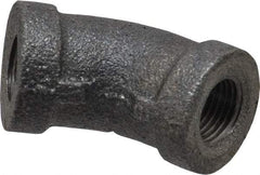 B&K Mueller - Size 1/8", Class 150, Malleable Iron Black Pipe 45° Elbow - 150 psi, Threaded End Connection - Industrial Tool & Supply