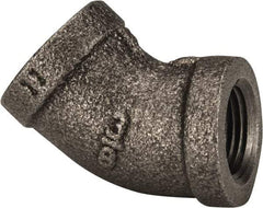 B&K Mueller - Size 3/8", Class 150, Malleable Iron Black Pipe 45° Elbow - 150 psi, Threaded End Connection - Industrial Tool & Supply