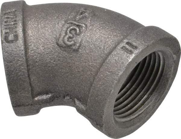 B&K Mueller - Size 3/4", Class 150, Malleable Iron Black Pipe 45° Elbow - 150 psi, Threaded End Connection - Industrial Tool & Supply