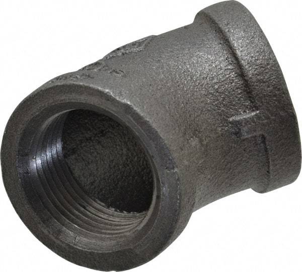 B&K Mueller - Size 1", Class 150, Malleable Iron Black Pipe 45° Elbow - 150 psi, Threaded End Connection - Industrial Tool & Supply
