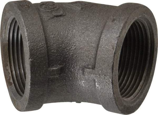 B&K Mueller - Size 1-1/4", Class 150, Malleable Iron Black Pipe 45° Elbow - 150 psi, Threaded End Connection - Industrial Tool & Supply