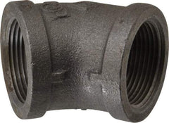 B&K Mueller - Size 1-1/4", Class 150, Malleable Iron Black Pipe 45° Elbow - 150 psi, Threaded End Connection - Industrial Tool & Supply