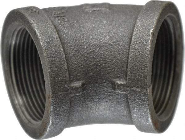 B&K Mueller - Size 1-1/2", Class 150, Malleable Iron Black Pipe 45° Elbow - 150 psi, Threaded End Connection - Industrial Tool & Supply