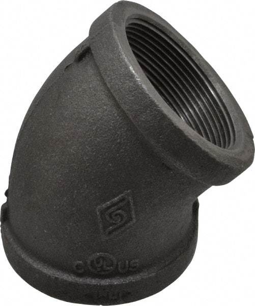 B&K Mueller - Size 2", Class 150, Malleable Iron Black Pipe 45° Elbow - 150 psi, Threaded End Connection - Industrial Tool & Supply