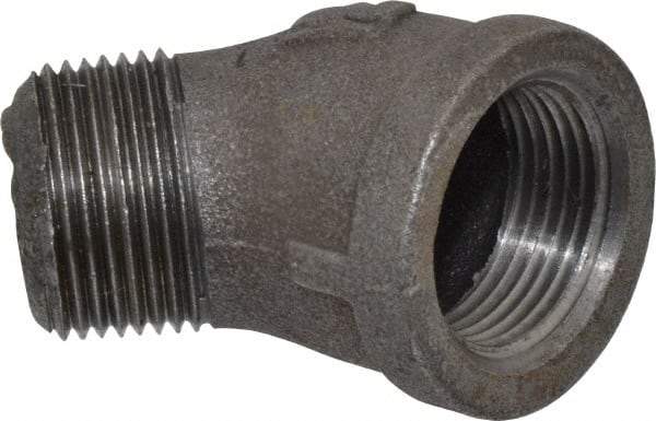 B&K Mueller - Size 1", Class 150, Malleable Iron Black Pipe 45° Street Elbow - 150 psi, Threaded End Connection - Industrial Tool & Supply