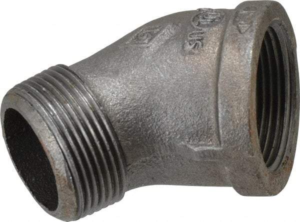 B&K Mueller - Size 1-1/4", Class 150, Malleable Iron Black Pipe 45° Street Elbow - 150 psi, Threaded End Connection - Industrial Tool & Supply