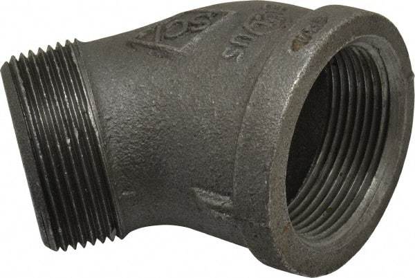 B&K Mueller - Size 1-1/2", Class 150, Malleable Iron Black Pipe 45° Street Elbow - 150 psi, Threaded End Connection - Industrial Tool & Supply