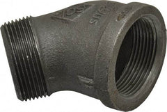 B&K Mueller - Size 1-1/2", Class 150, Malleable Iron Black Pipe 45° Street Elbow - 150 psi, Threaded End Connection - Industrial Tool & Supply