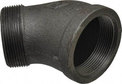 B&K Mueller - Size 2", Class 150, Malleable Iron Black Pipe 45° Street Elbow - 150 psi, Threaded End Connection - Industrial Tool & Supply