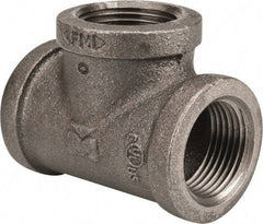 Value Collection - Size 1", Class 150, Malleable Iron Black Pipe Tee - 150 psi, Threaded End Connection - Industrial Tool & Supply