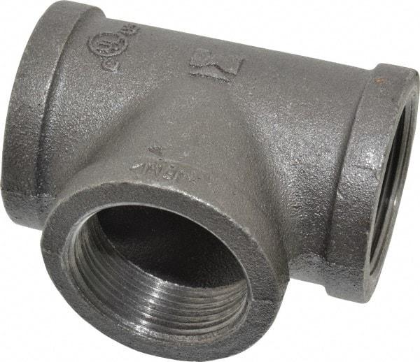 Value Collection - Size 1-1/2", Class 150, Malleable Iron Black Pipe Tee - 150 psi, Threaded End Connection - Industrial Tool & Supply