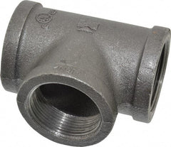 Value Collection - Size 1-1/2", Class 150, Malleable Iron Black Pipe Tee - 150 psi, Threaded End Connection - Industrial Tool & Supply