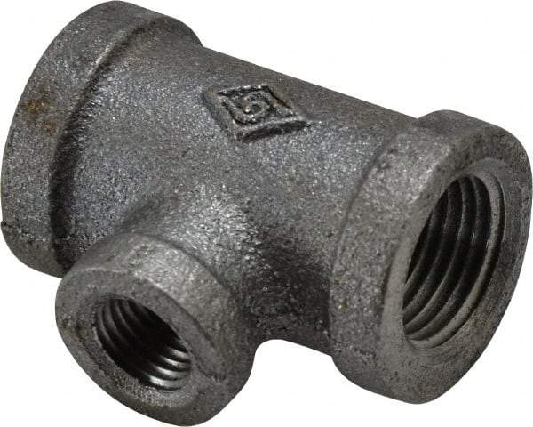B&K Mueller - Size 1/2 x 1/4", Class 150, Malleable Iron Black Pipe Reducing Tee - 150 psi, Threaded End Connection - Industrial Tool & Supply