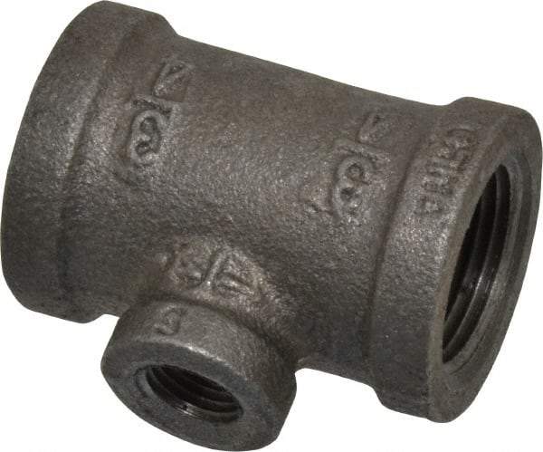 B&K Mueller - Size 3/4 x 1/4", Class 150, Malleable Iron Black Pipe Reducing Tee - 150 psi, Threaded End Connection - Industrial Tool & Supply
