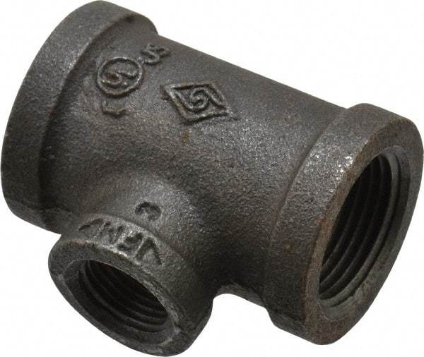 B&K Mueller - Size 3/4 x 3/8", Class 150, Malleable Iron Black Pipe Reducing Tee - 150 psi, Threaded End Connection - Industrial Tool & Supply