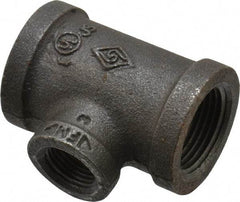 B&K Mueller - Size 3/4 x 3/8", Class 150, Malleable Iron Black Pipe Reducing Tee - 150 psi, Threaded End Connection - Industrial Tool & Supply