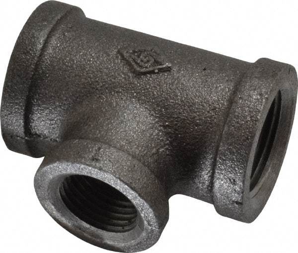 B&K Mueller - Size 3/4 x 1/2", Class 150, Malleable Iron Black Pipe Reducing Tee - 150 psi, Threaded End Connection - Industrial Tool & Supply