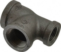 B&K Mueller - Size 3/4 x 1/2 x 3/4", Class 150, Malleable Iron Black Pipe Reducing Tee - 150 psi, Threaded End Connection - Industrial Tool & Supply