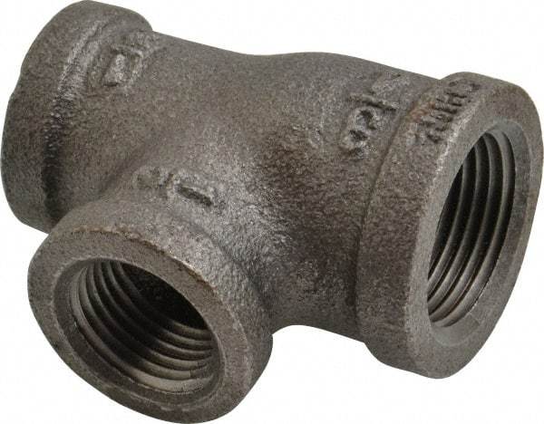B&K Mueller - Size 3/4 x 1/2", Class 150, Malleable Iron Black Pipe Reducing Tee - 150 psi, Threaded End Connection - Industrial Tool & Supply