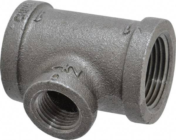 B&K Mueller - Size 1 x 1/2", Class 150, Malleable Iron Black Pipe Reducing Tee - 150 psi, Threaded End Connection - Industrial Tool & Supply