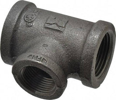 B&K Mueller - Size 1 x 3/4", Class 150, Malleable Iron Black Pipe Reducing Tee - 150 psi, Threaded End Connection - Industrial Tool & Supply