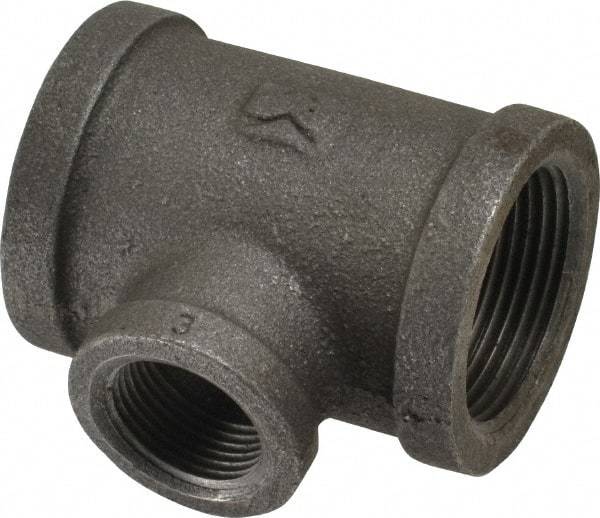 B&K Mueller - Size 1-1/4 x 3/4", Class 150, Malleable Iron Black Pipe Reducing Tee - 150 psi, Threaded End Connection - Industrial Tool & Supply