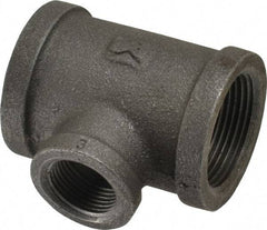 B&K Mueller - Size 1-1/4 x 3/4", Class 150, Malleable Iron Black Pipe Reducing Tee - 150 psi, Threaded End Connection - Industrial Tool & Supply