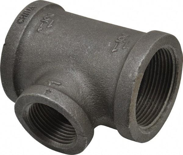 B&K Mueller - Size 1-1/2 x 1", Class 150, Malleable Iron Black Pipe Reducing Tee - 150 psi, Threaded End Connection - Industrial Tool & Supply