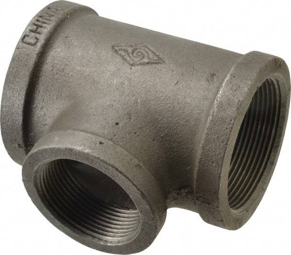 B&K Mueller - Size 2 x 1-1/2", Class 150, Malleable Iron Black Pipe Reducing Tee - 150 psi, Threaded End Connection - Industrial Tool & Supply