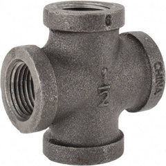 B&K Mueller - Size 1/2", Class 150, Malleable Iron Black Pipe Cross - 150 psi, Threaded End Connection - Industrial Tool & Supply