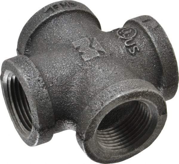Value Collection - Size 3/4", Class 150, Malleable Iron Black Pipe Cross - 150 psi, Threaded End Connection - Industrial Tool & Supply