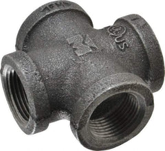 Value Collection - Size 3/4", Class 150, Malleable Iron Black Pipe Cross - 150 psi, Threaded End Connection - Industrial Tool & Supply