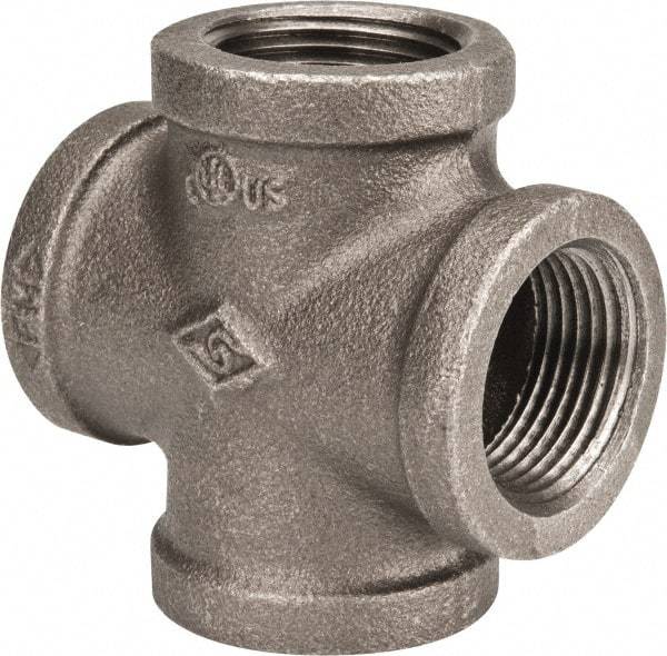 B&K Mueller - Size 1", Class 150, Malleable Iron Black Pipe Cross - 150 psi, Threaded End Connection - Industrial Tool & Supply