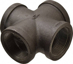 B&K Mueller - Size 1-1/2", Class 150, Malleable Iron Black Pipe Cross - 150 psi, Threaded End Connection - Industrial Tool & Supply