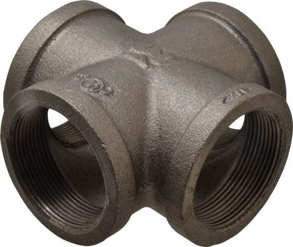 B&K Mueller - Size 2", Class 150, Malleable Iron Black Pipe Cross - 150 psi, Threaded End Connection - Industrial Tool & Supply