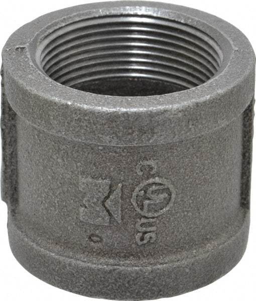 B&K Mueller - Size 1-1/2", Class 150, Malleable Iron Black Pipe Coupling - 150 psi, Threaded End Connection - Industrial Tool & Supply