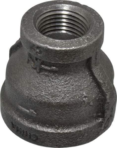 B&K Mueller - Size 1 x 1/2", Class 150, Malleable Iron Black Pipe Reducing Coupling - 150 psi, Threaded End Connection - Industrial Tool & Supply