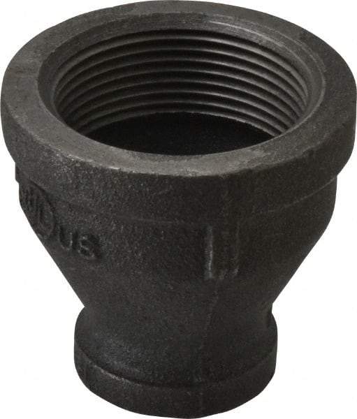 B&K Mueller - Size 1-1/2 x 3/4", Class 150, Malleable Iron Black Pipe Reducing Coupling - 150 psi, Threaded End Connection - Industrial Tool & Supply