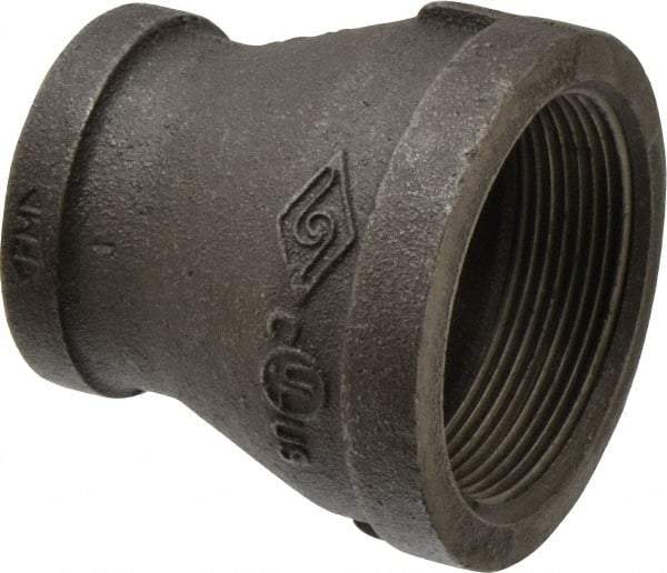 B&K Mueller - Size 2 x 1-1/4", Class 150, Malleable Iron Black Pipe Reducing Coupling - 150 psi, Threaded End Connection - Industrial Tool & Supply