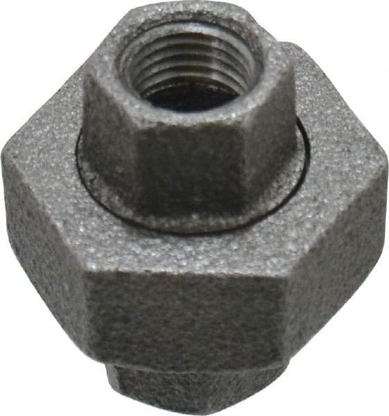 Value Collection - Size 1/4", Class 150, Malleable Iron Black Pipe Union - 150 psi, Threaded End Connection - Industrial Tool & Supply