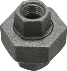 Value Collection - Size 1/4", Class 150, Malleable Iron Black Pipe Union - 150 psi, Threaded End Connection - Industrial Tool & Supply