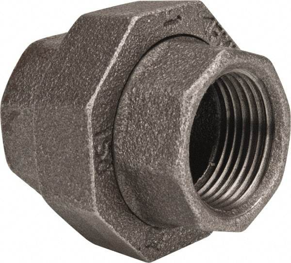 Value Collection - Size 1", Class 150, Malleable Iron Black Pipe Union - 150 psi, Threaded End Connection - Industrial Tool & Supply