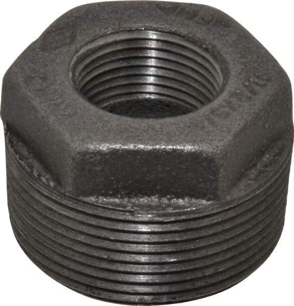 B&K Mueller - Size 1-1/2 x 3/4", Class 150, Malleable Iron Black Pipe Hex Bushing - 150 psi, Threaded End Connection - Industrial Tool & Supply