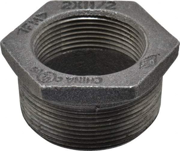 Value Collection - Size 2 x 1-1/2", Class 150, Malleable Iron Black Pipe Hex Bushing - 150 psi, Threaded End Connection - Industrial Tool & Supply