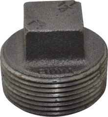 B&K Mueller - Size 1-1/4", Class 150, Malleable Iron Black Pipe Square Plug - 150 psi, Threaded End Connection - Industrial Tool & Supply